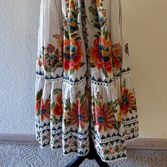 FARM RIO Off-White Delicate Garden Midi Dress Size Small - Picture 11 of 16